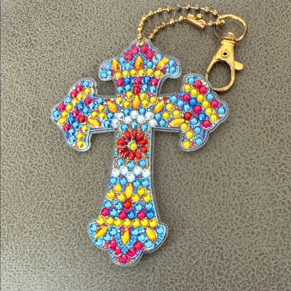 Colorful Beaded Cross Key Holder
